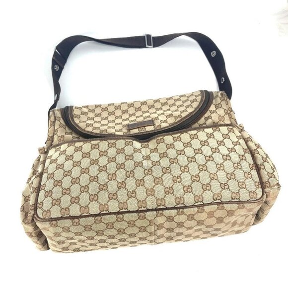 GUCCI 123326 Mother's Bag Crossbody Shoulder Bag Canvas/Leather Beige/Dark brown - Picture 8 of 16